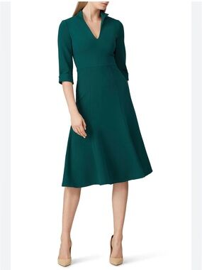 BLACK HALO Sz 16 Green Kensington Midi Dress Orig $390 Excellent Condition